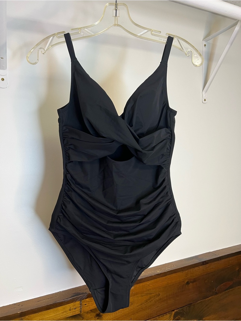 NWT Shapellx Black Twist-Front One-Piece Swimsuit- S